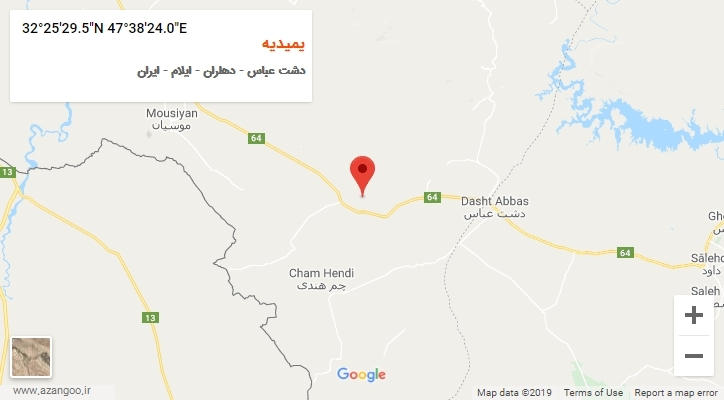 روستای یمیدیه بر روی نقشه