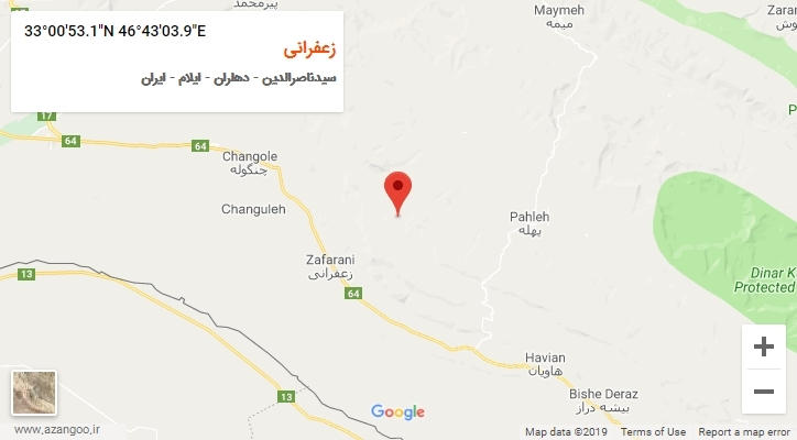 روستای زعفرانی بر روی نقشه