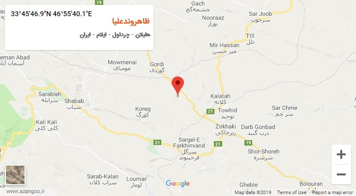 روستای ظاهروندعلیا بر روی نقشه