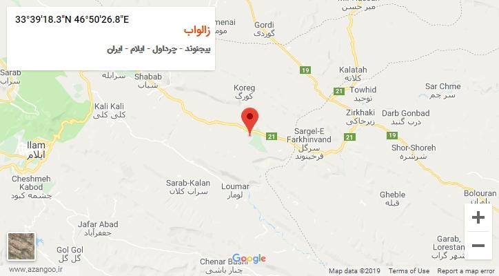 روستای زالواب بر روی نقشه