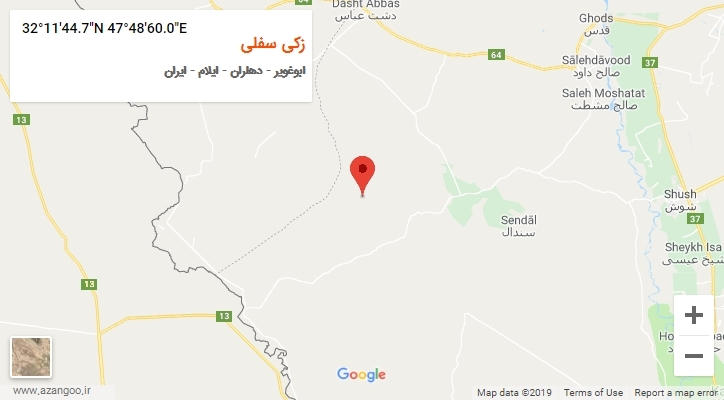 روستای زکی سفلی بر روی نقشه