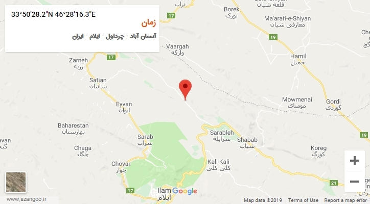 روستای زمان بر روی نقشه