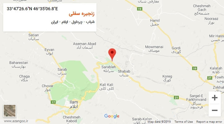 روستای زنجیره سفلی بر روی نقشه