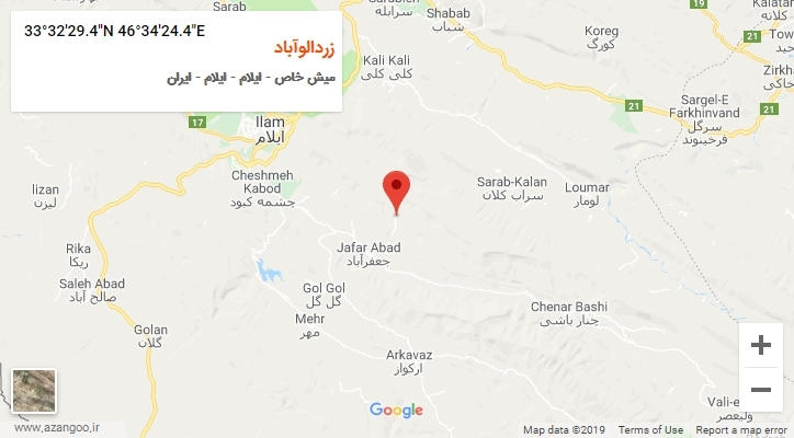 روستای زردالوآباد بر روی نقشه