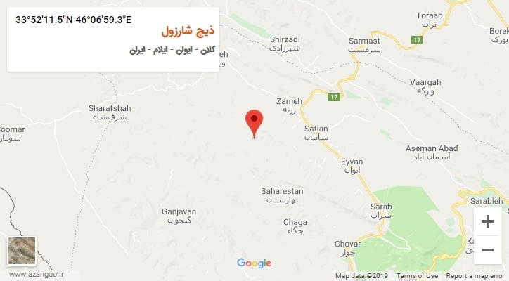 روستای ذیچ شارزول بر روی نقشه