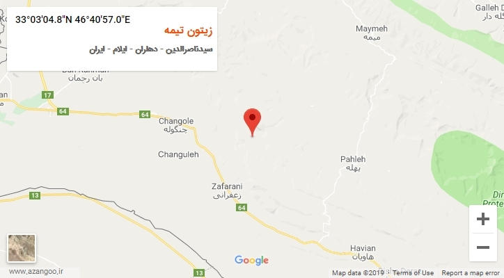 روستای زیتون تیمه بر روی نقشه