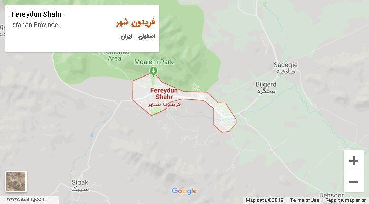 شهرستان فریدون شهر بر روی نقشه