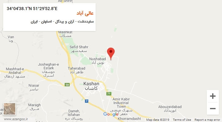 روستای عالی آباد بر روی نقشه