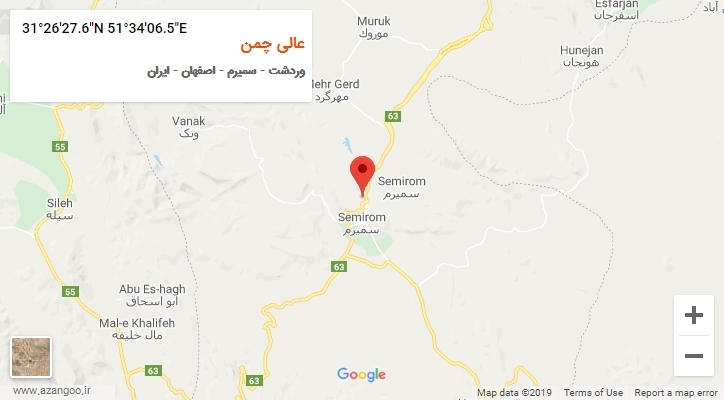 روستای عالی چمن بر روی نقشه