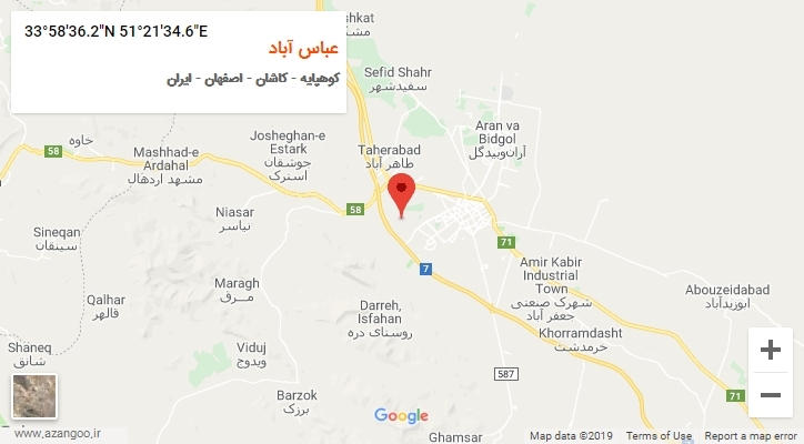 روستای عباس آباد بر روی نقشه