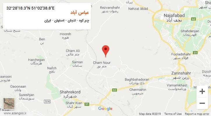 روستای عباس آباد بر روی نقشه