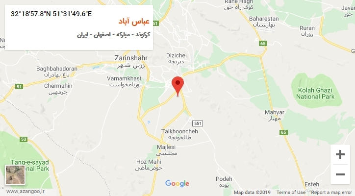 روستای عباس آباد بر روی نقشه