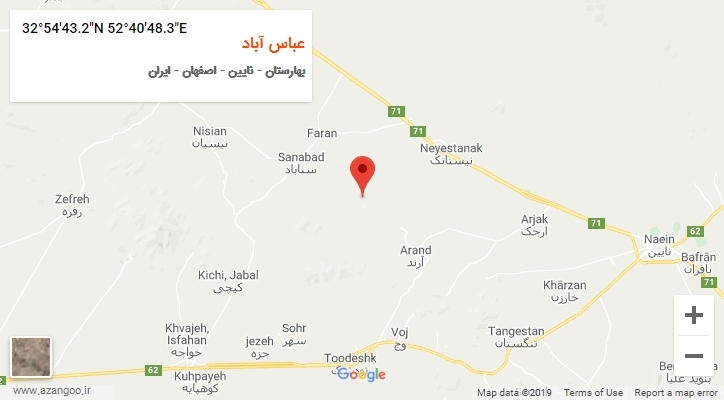 روستای عباس آباد بر روی نقشه