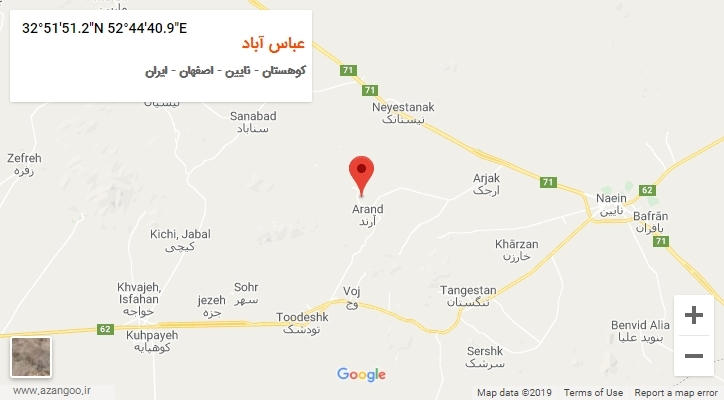 روستای عباس آباد بر روی نقشه