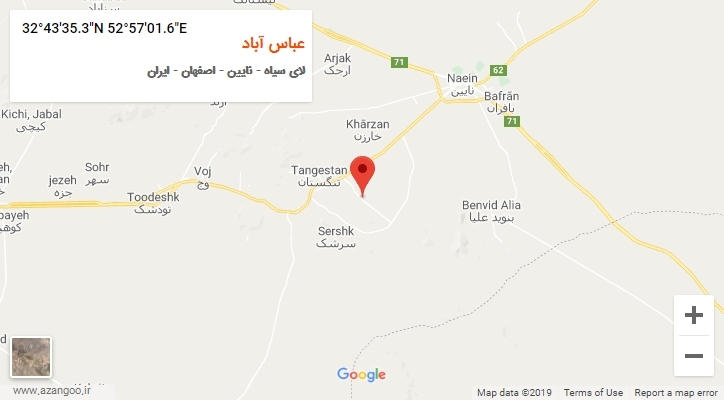 روستای عباس آباد بر روی نقشه