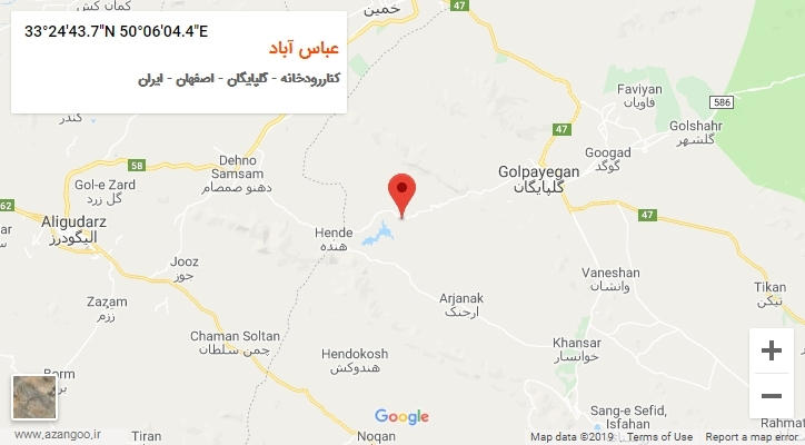 روستای عباس آباد بر روی نقشه