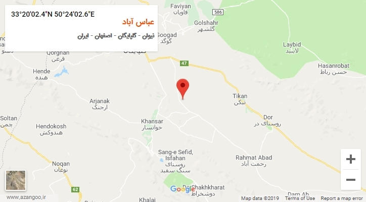 روستای عباس آباد بر روی نقشه
