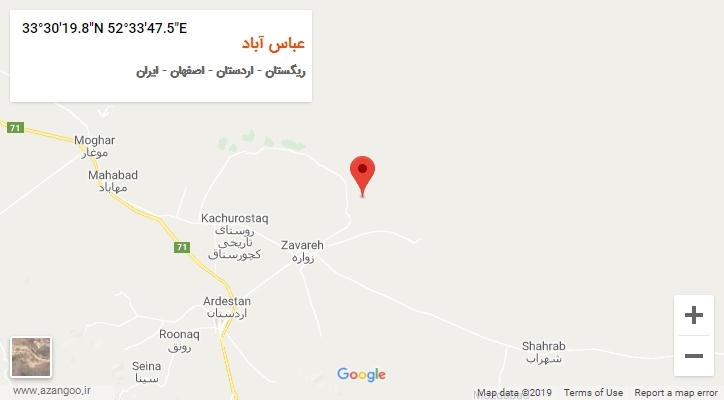 روستای عباس آباد بر روی نقشه