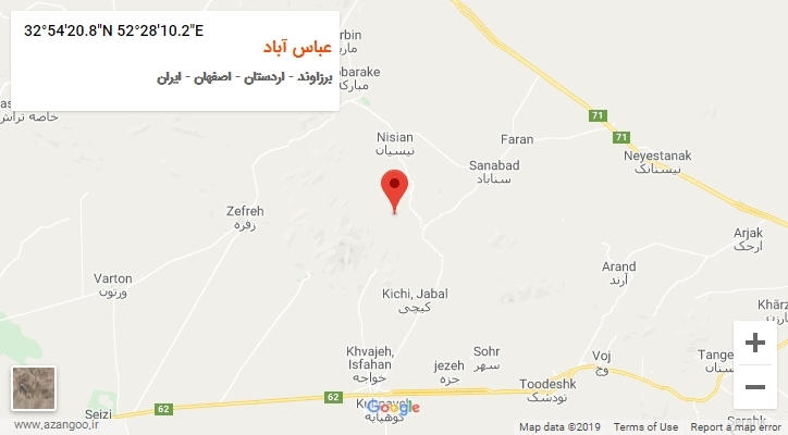 روستای عباس آباد بر روی نقشه