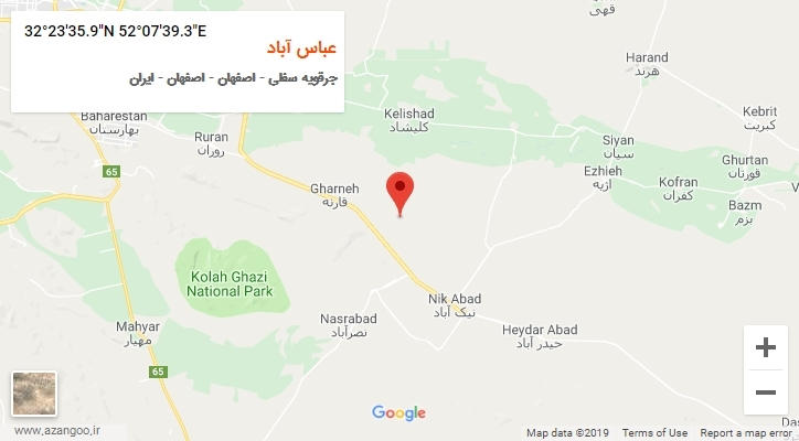 روستای عباس آباد بر روی نقشه