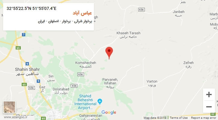 روستای عباس آباد بر روی نقشه