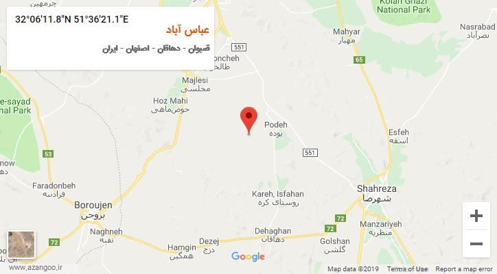روستای عباس آباد بر روی نقشه