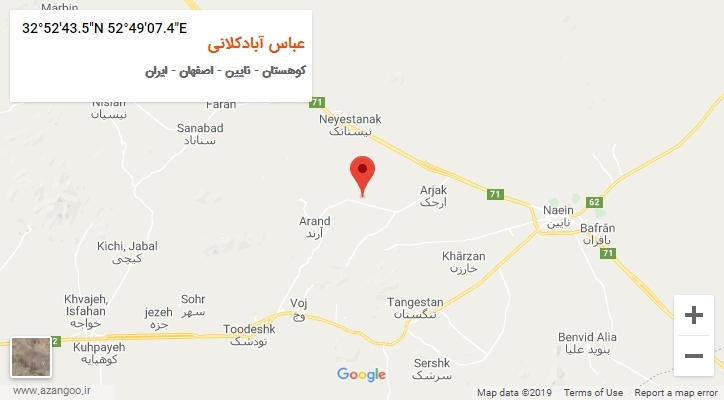 روستای عباس آبادکلانی بر روی نقشه
