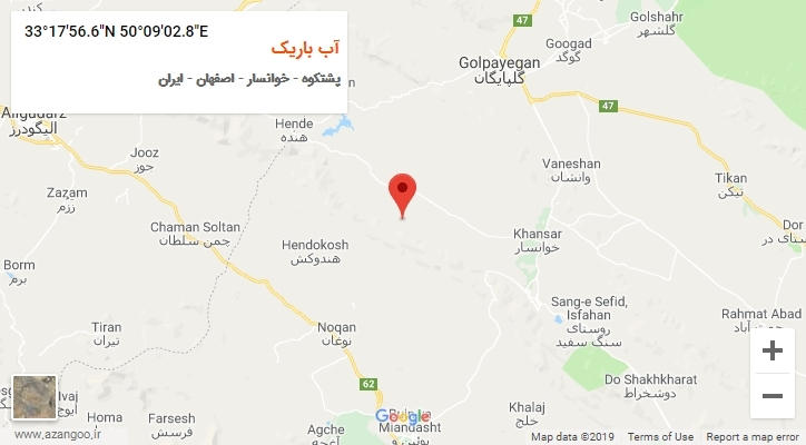 روستای آب باریک بر روی نقشه