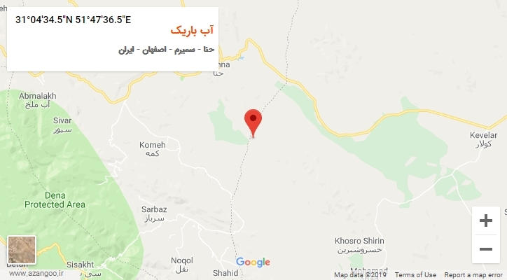 روستای آب باریک بر روی نقشه
