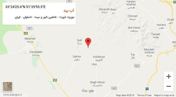 روستای آب بید بر روی نقشه