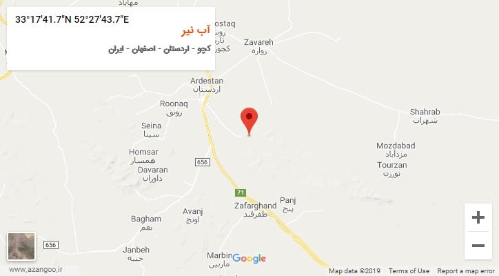 روستای آب نیر بر روی نقشه
