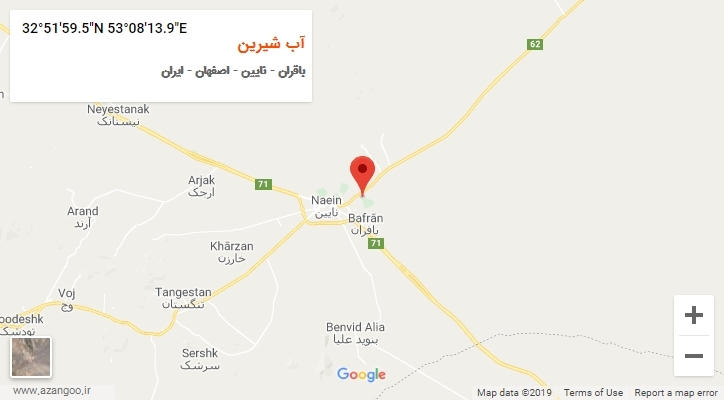 روستای آب شیرین بر روی نقشه