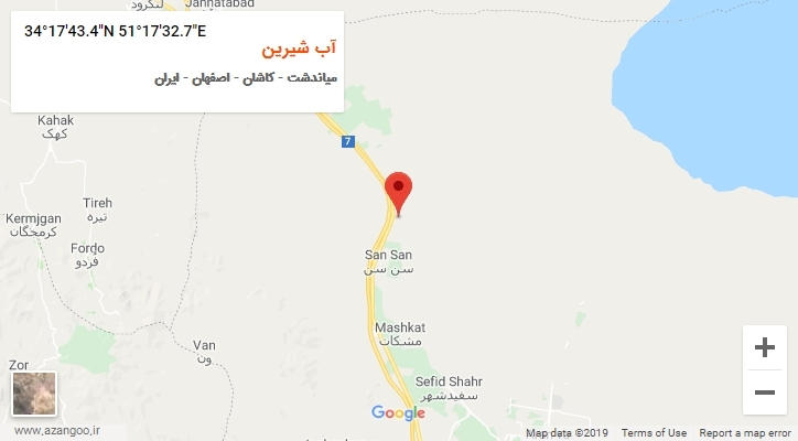 روستای آب شیرین بر روی نقشه