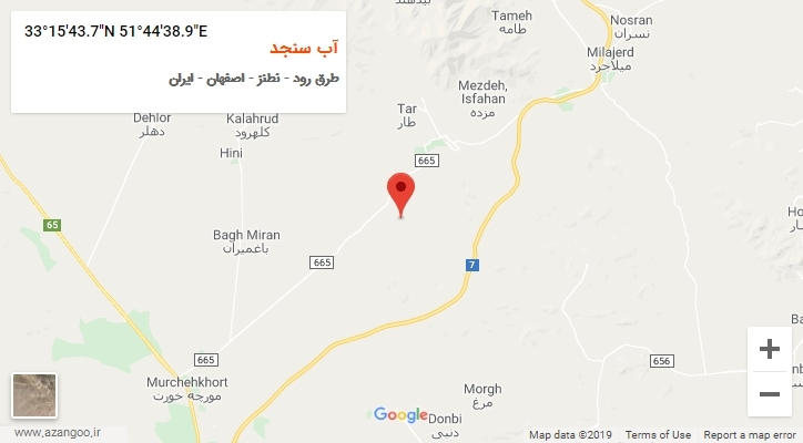 روستای آب سنجد بر روی نقشه