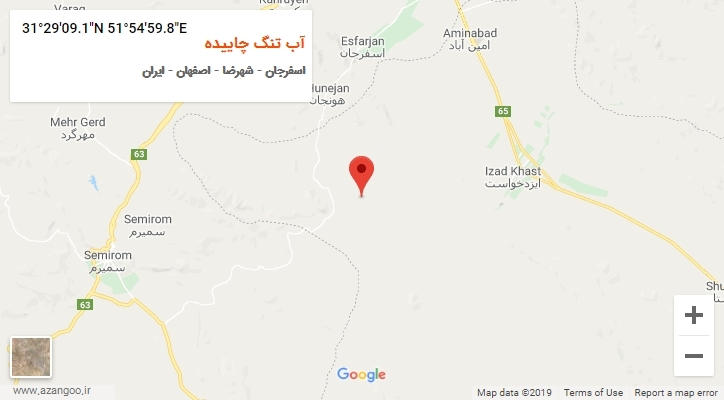 روستای آب تنگ چاییده بر روی نقشه