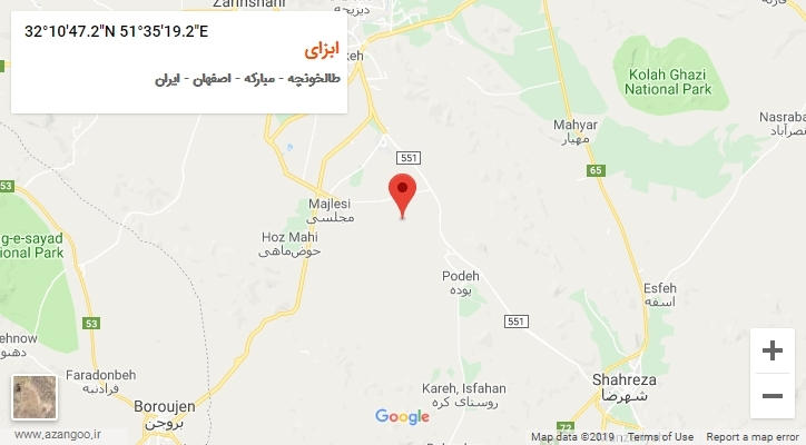 روستای ابزای بر روی نقشه
