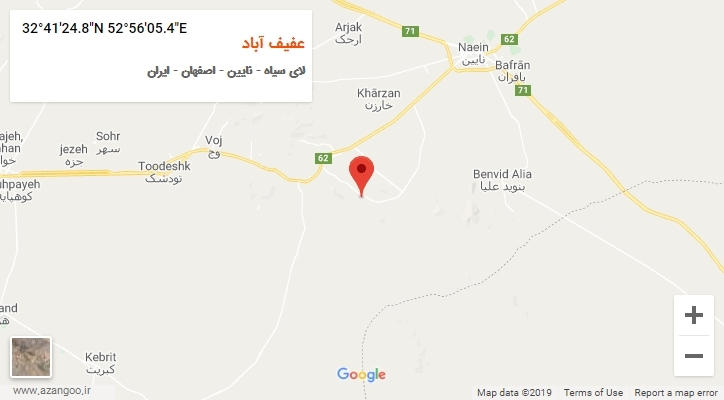 روستای عفیف آباد بر روی نقشه