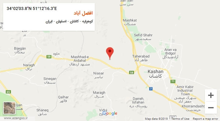 روستای افضل آباد بر روی نقشه