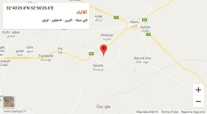 روستای آقاآباد بر روی نقشه