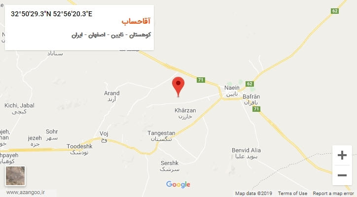 روستای آقاحساب بر روی نقشه