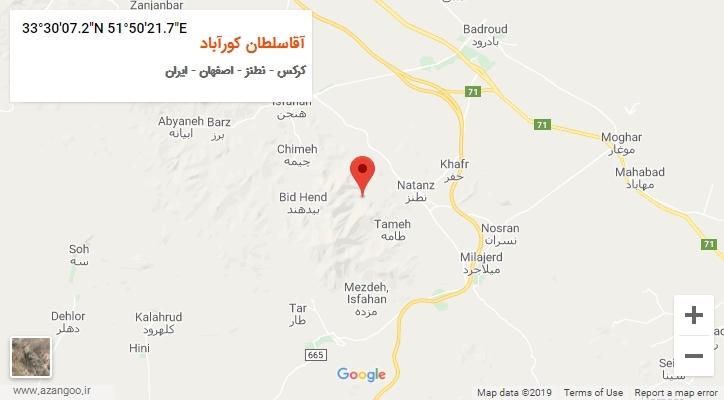 روستای آقاسلطان کورآباد بر روی نقشه