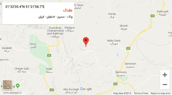 روستای عقدک بر روی نقشه