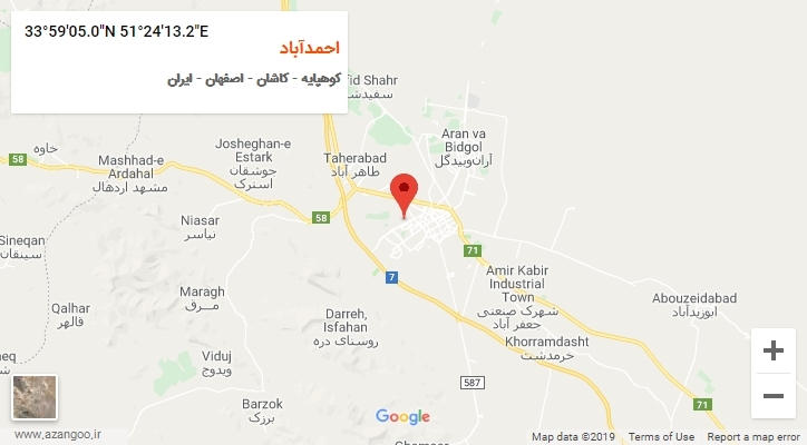 روستای احمدآباد بر روی نقشه