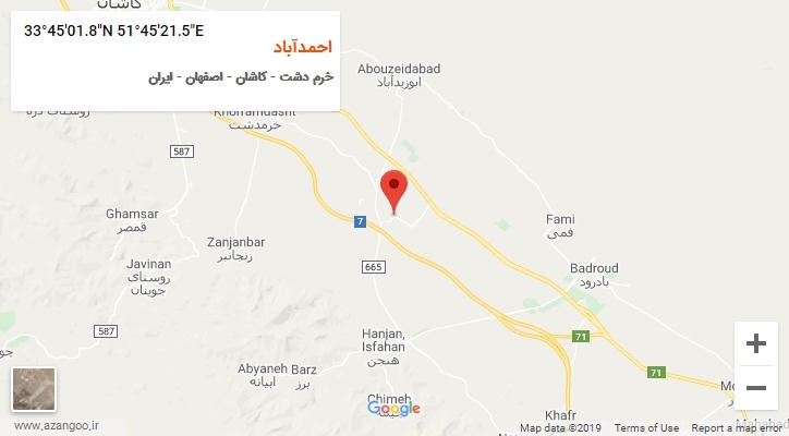روستای احمدآباد بر روی نقشه