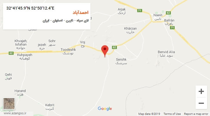 روستای احمدآباد بر روی نقشه