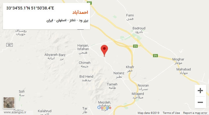 روستای احمدآباد بر روی نقشه