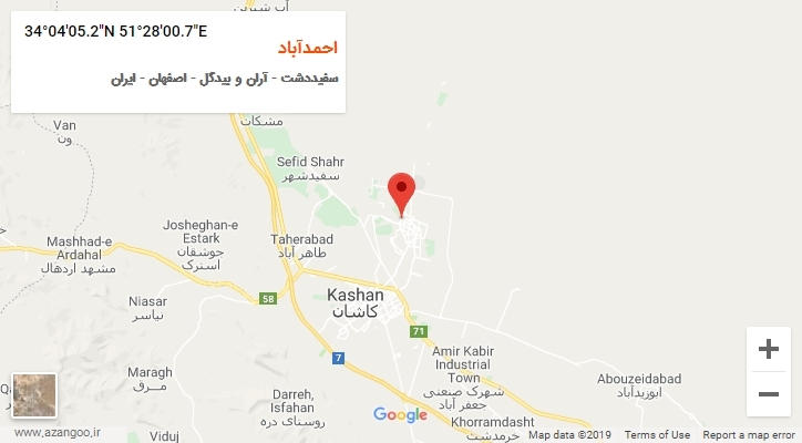 روستای احمدآباد بر روی نقشه