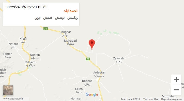 روستای احمدآباد بر روی نقشه