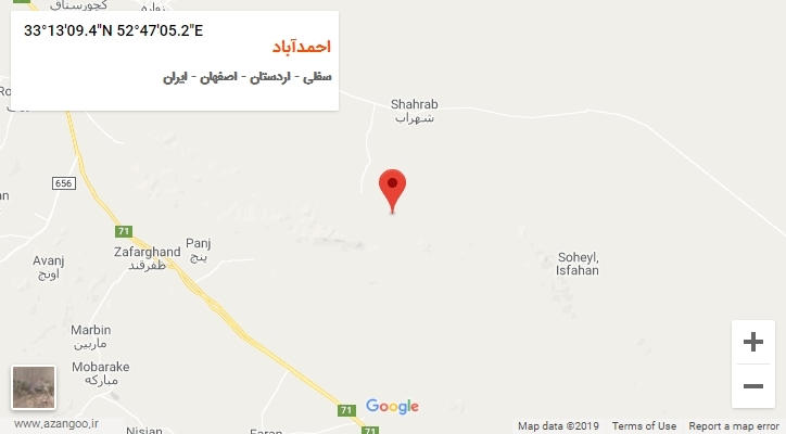 روستای احمدآباد بر روی نقشه