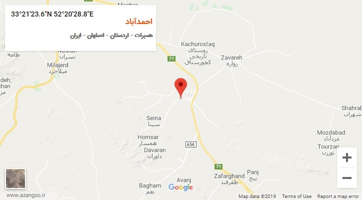 روستای احمدآباد بر روی نقشه